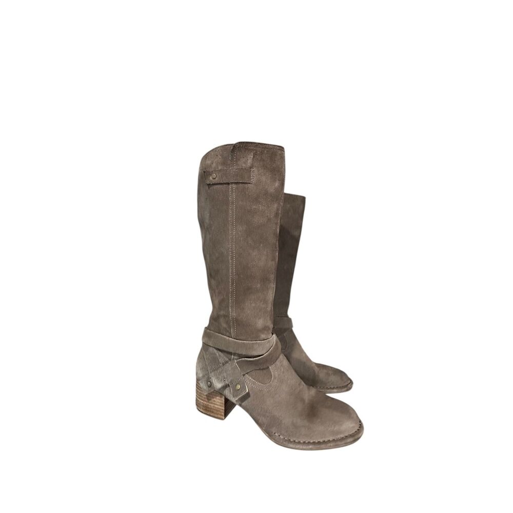UGG Bandara Mysterious Suede Stacked Heel Riding Zip Tall Boots Sz 9 Women Brown